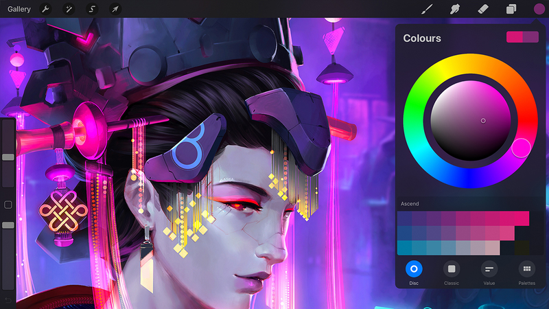 Procreate is another pro-level tool available on iPad.